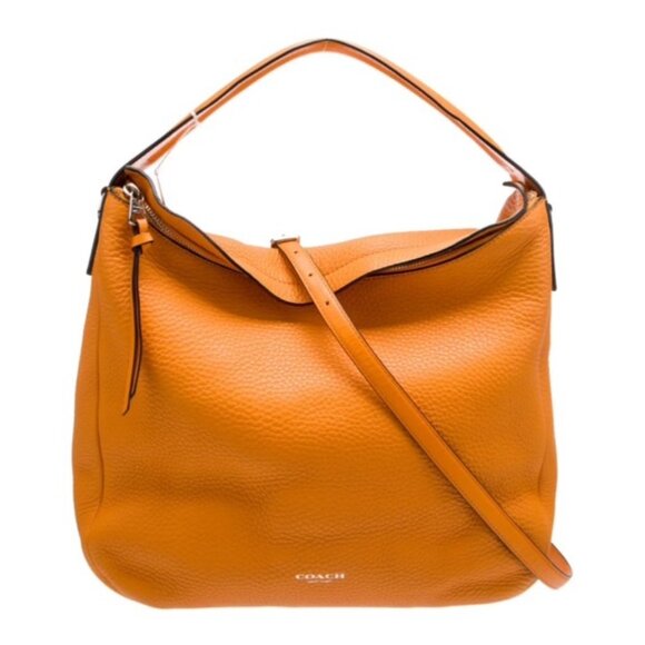 Coach Bleeker Sullivan Hobo Purse Bag Tan Orange Leather Crossbody - Picture 1 of 11